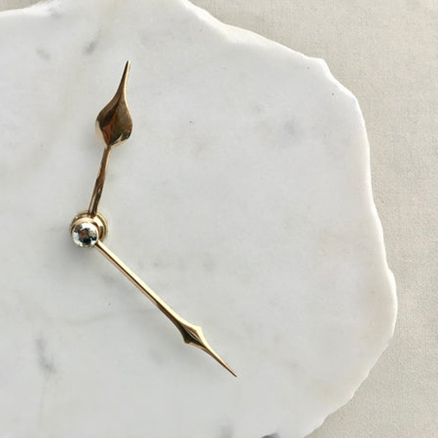 Hand chipped Large Irregular Shaped White Marble Desk/Wall Clock/Personalised Momento