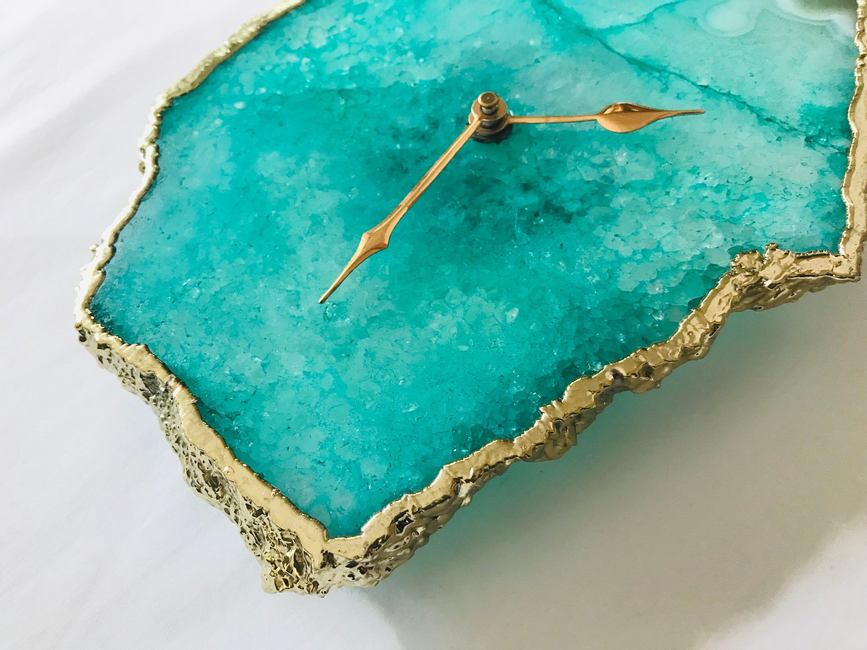 Aqua Agate Large  Wall Clock/Desk Clock/Personalised Momento