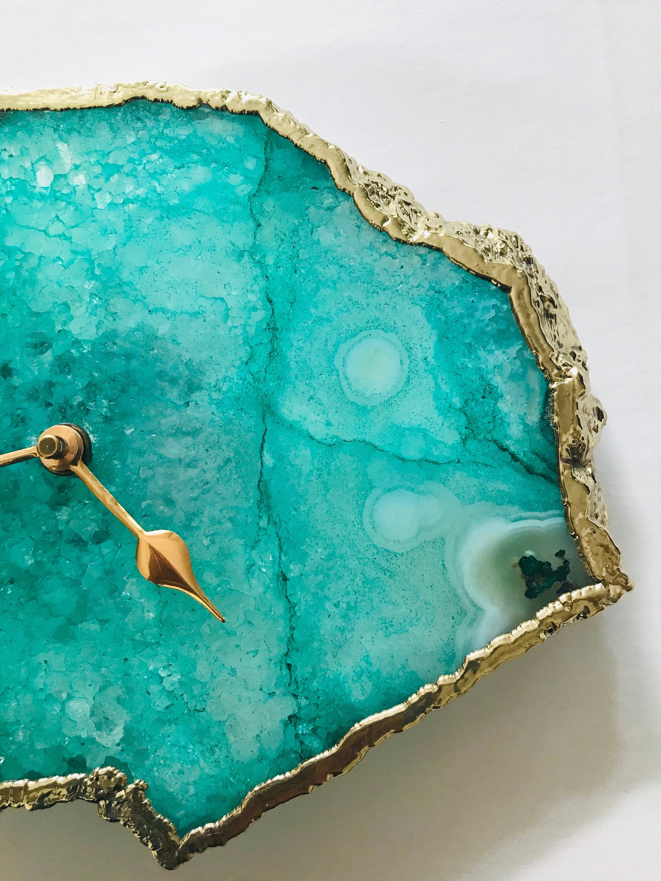 Aqua Agate Large  Wall Clock/Desk Clock/Personalised Momento